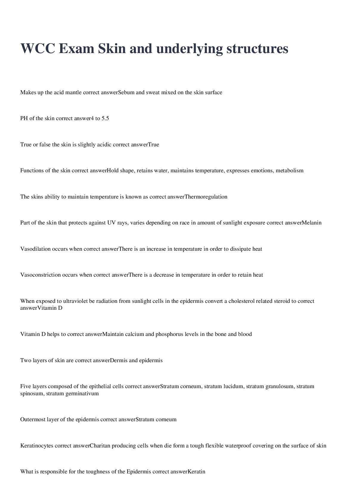 Preview image of WCC Exam Skin and underlying structures 2022/2023 document